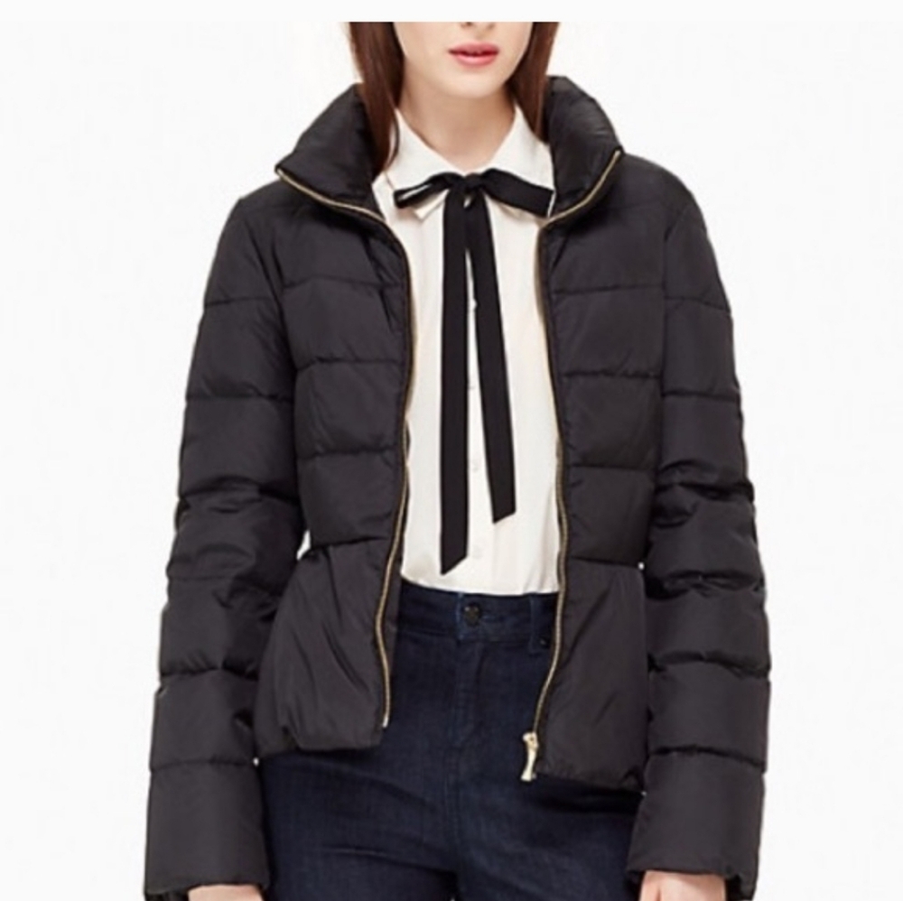 Kate Spade peplum puffer jacket Sz 2 - Picture 3 of 6